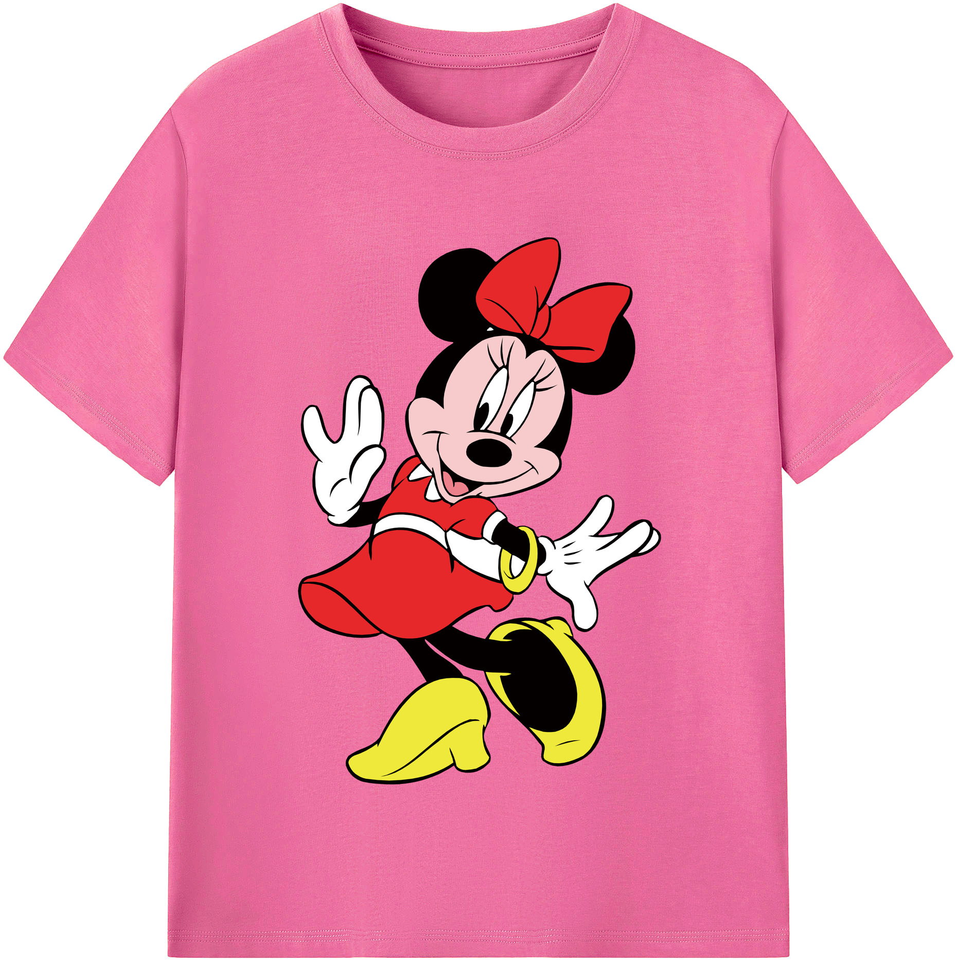（画像用） ミッキーマウス Mickey Mouse レディースカジュアルプリントTシャツ（綿100％）